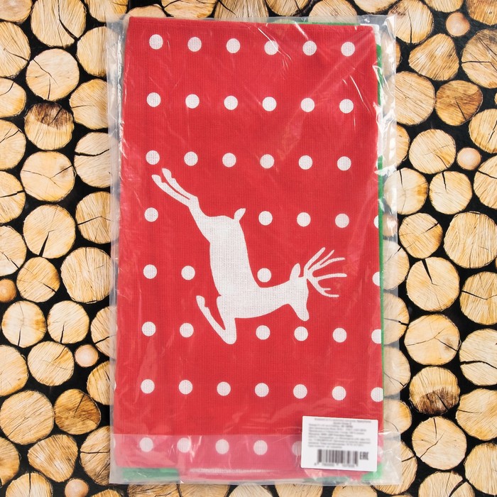 Комплект полотенец для кухни Spany 35x61 2шт, рогожка, хл.100%, Олень 3