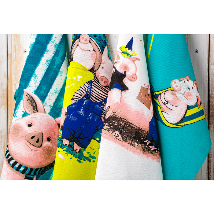 Полотенце для кухни Spany 35x61, рогожка, хл.100%, Хрюша