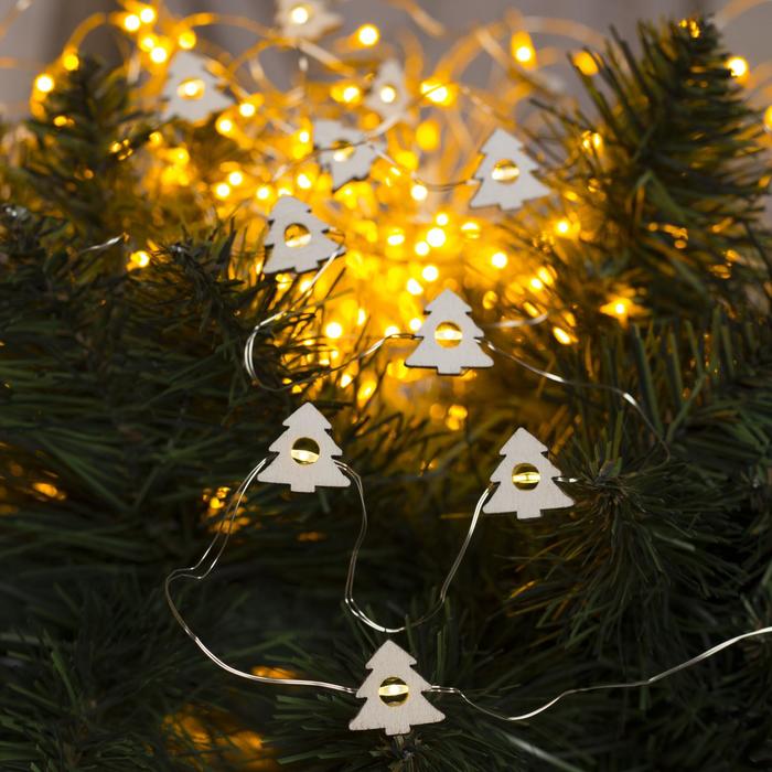 НИТЬ, 2 м, "Роса", с насад, "Ёлка белая", LED-20-3V, 2*АА (не в компл), фиксинг, Т/БЕЛЫЙ