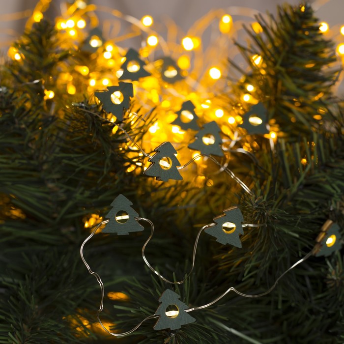 НИТЬ, 2 м, "Роса", с насад, "Ёлка синяя", LED-20-3V, 2*АА (не в компл), фиксинг, Т/БЕЛЫЙ