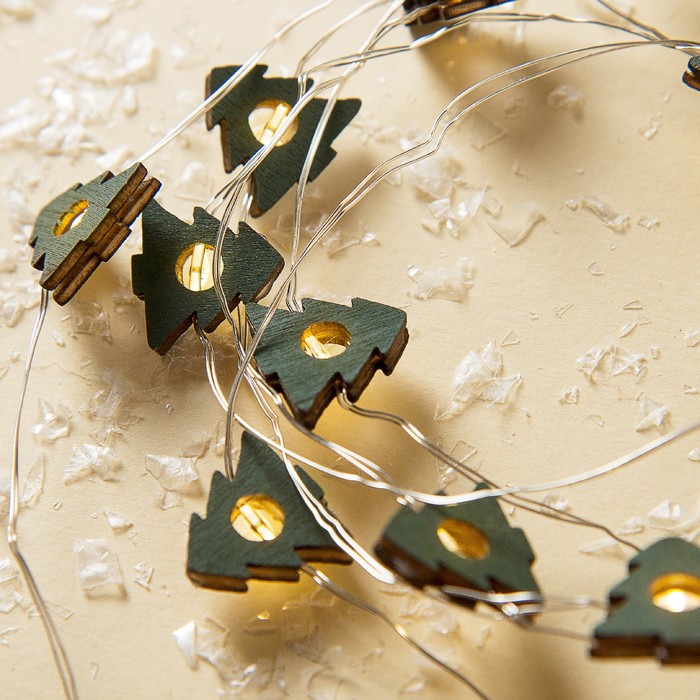 НИТЬ, 2 м, "Роса", с насад, "Ёлка синяя", LED-20-3V, 2*АА (не в компл), фиксинг, Т/БЕЛЫЙ