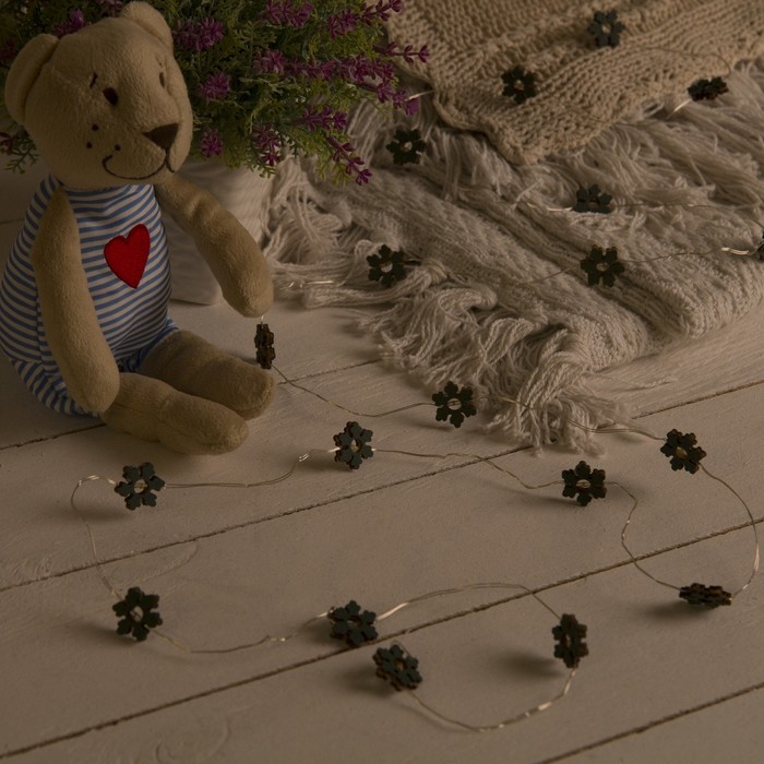 НИТЬ, 2 м, "Роса", с насад, "Снежинка синяя", LED-20-3V, 2*АА(не в компл), фиксинг, Т/БЕЛЫЙ