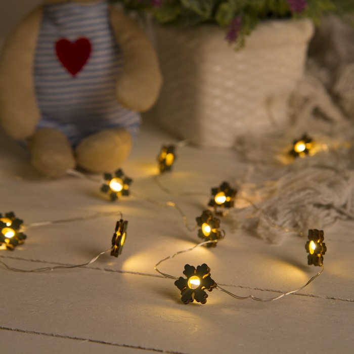 НИТЬ, 2 м, "Роса", с насад, "Снежинка синяя", LED-20-3V, 2*АА(не в компл), фиксинг, Т/БЕЛЫЙ