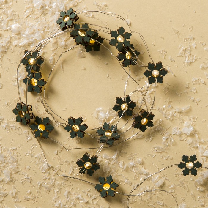 НИТЬ, 2 м, "Роса", с насад, "Снежинка синяя", LED-20-3V, 2*АА(не в компл), фиксинг, Т/БЕЛЫЙ