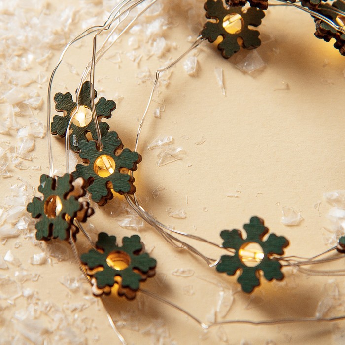 НИТЬ, 2 м, "Роса", с насад, "Снежинка синяя", LED-20-3V, 2*АА(не в компл), фиксинг, Т/БЕЛЫЙ