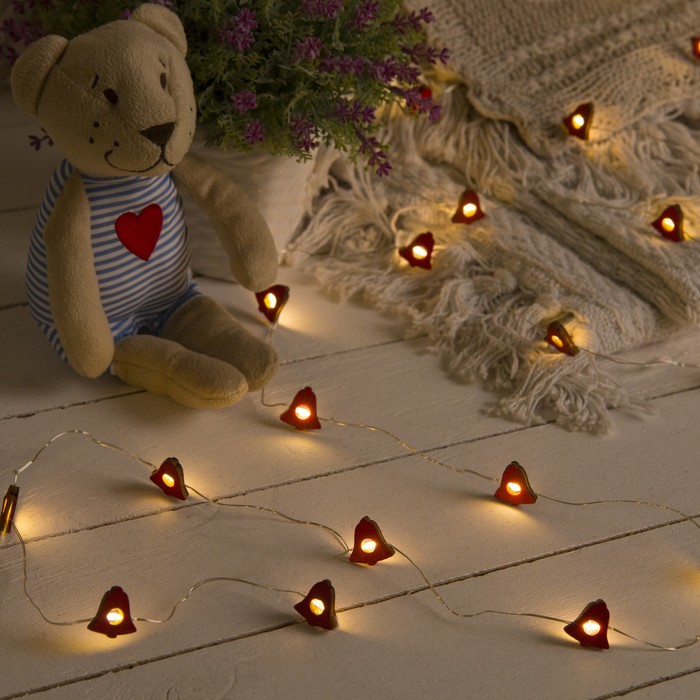 НИТЬ, 2м, "Роса", с насад, "Колокольчик красный",LED-20-3V,2*АА(не в компл),фиксинг,Т/БЕЛЫЙ