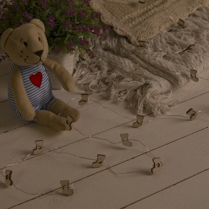 НИТЬ, 2 м, "Роса", с насад, "Носок белый", LED-20-3V, 2*АА (не в компл), фиксинг, Т/БЕЛЫЙ