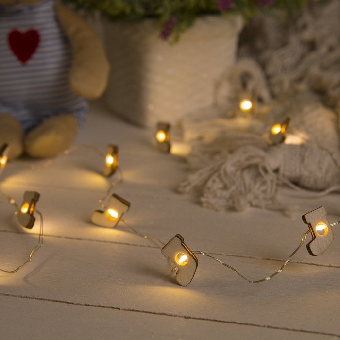 НИТЬ, 2 м, "Роса", с насад, "Носок белый", LED-20-3V, 2*АА (не в компл), фиксинг, Т/БЕЛЫЙ