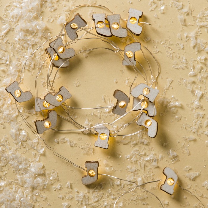 НИТЬ, 2 м, "Роса", с насад, "Носок белый", LED-20-3V, 2*АА (не в компл), фиксинг, Т/БЕЛЫЙ