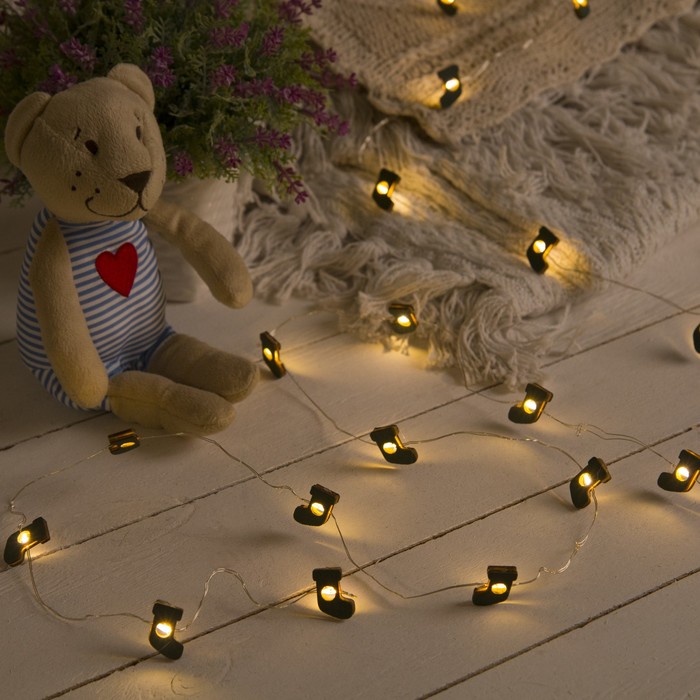 НИТЬ, 2 м, "Роса", с насад, "Носок синий", LED-20-3V, 2*АА (не в компл), фиксинг, Т/БЕЛЫЙ