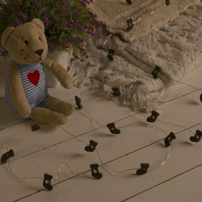 НИТЬ, 2 м, "Роса", с насад, "Носок синий", LED-20-3V, 2*АА (не в компл), фиксинг, Т/БЕЛЫЙ