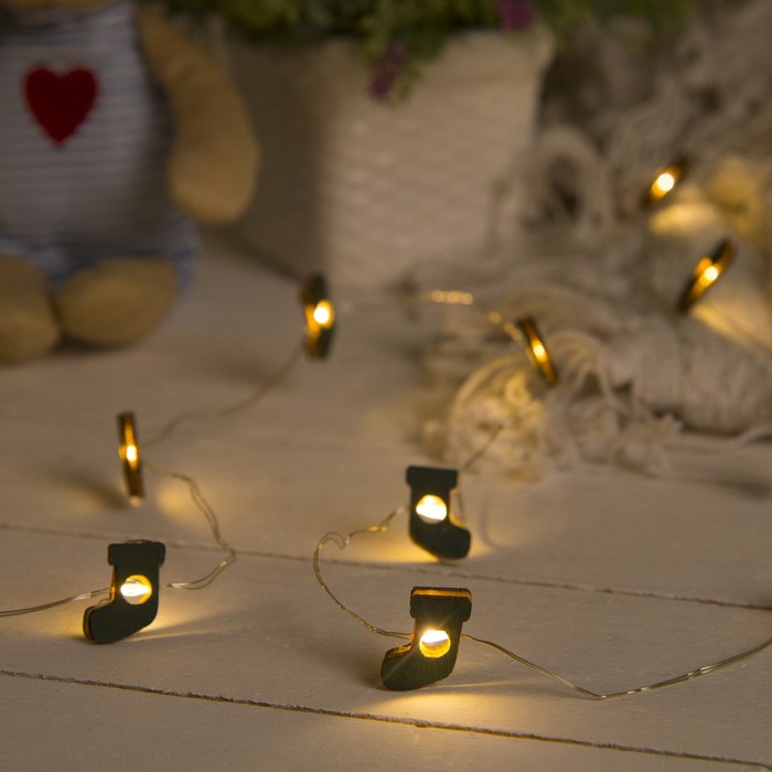 НИТЬ, 2 м, "Роса", с насад, "Носок синий", LED-20-3V, 2*АА (не в компл), фиксинг, Т/БЕЛЫЙ