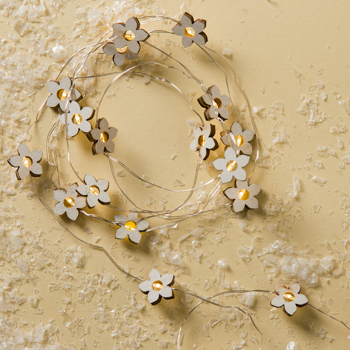 НИТЬ, 2 м, "Роса", с насад, "Цветок белый", LED-20-3V, 2*АА (не в компл), фиксинг, Т/БЕЛЫЙ