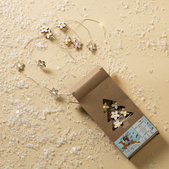 НИТЬ, 2 м, "Роса", с насад, "Цветок белый", LED-20-3V, 2*АА (не в компл), фиксинг, Т/БЕЛЫЙ