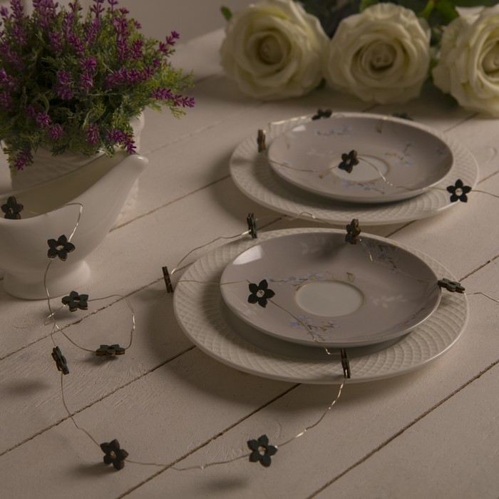 НИТЬ, 2 м, "Роса", с насад, "Цветок синий", LED-20-3V, 2*АА (не в компл), фиксинг, Т/БЕЛЫЙ