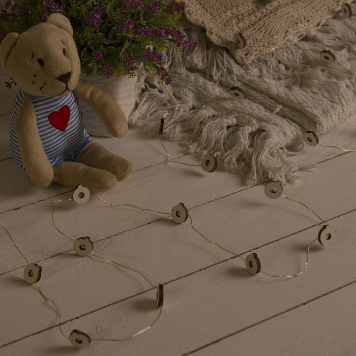 НИТЬ, 2 м, "Роса", с насад, "Шарик белый", LED-20-3V, 2*АА (не в компл), фиксинг, Т/БЕЛЫЙ