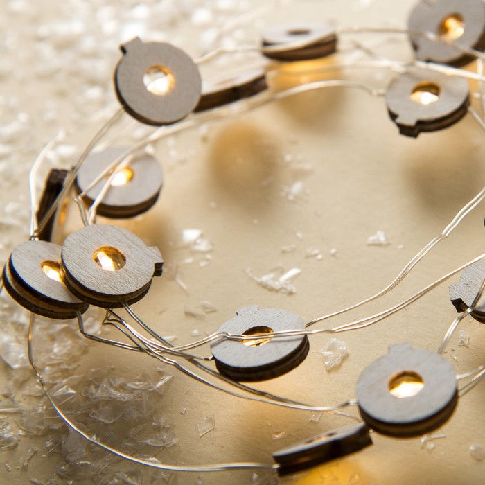 НИТЬ, 2 м, "Роса", с насад, "Шарик белый", LED-20-3V, 2*АА (не в компл), фиксинг, Т/БЕЛЫЙ