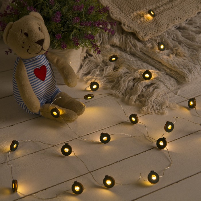 НИТЬ, 2 м, "Роса", с насад, "Шарик синий", LED-20-3V, 2*АА (не в компл), фиксинг, Т/БЕЛЫЙ