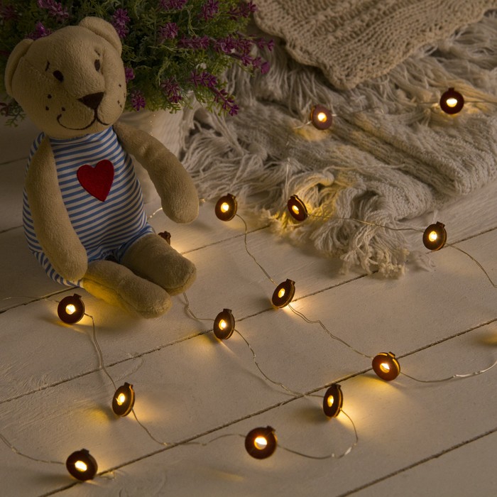 НИТЬ, 2 м, "Роса", с насад, "Шарик красный", LED-20-3V, 2*АА (не в компл), фиксинг, Т/БЕЛЫЙ