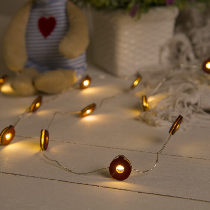 НИТЬ, 2 м, "Роса", с насад, "Шарик красный", LED-20-3V, 2*АА (не в компл), фиксинг, Т/БЕЛЫЙ