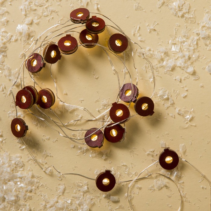 НИТЬ, 2 м, "Роса", с насад, "Шарик красный", LED-20-3V, 2*АА (не в компл), фиксинг, Т/БЕЛЫЙ