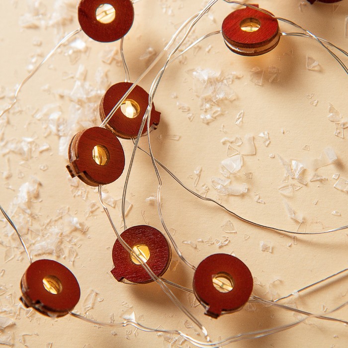 НИТЬ, 2 м, "Роса", с насад, "Шарик красный", LED-20-3V, 2*АА (не в компл), фиксинг, Т/БЕЛЫЙ