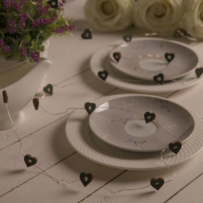 НИТЬ, 2 м, "Роса", с насад, "Сердце синее", LED-20-3V, 2*АА (не в компл), фиксинг, Т/БЕЛЫЙ