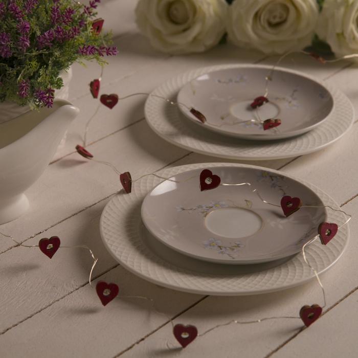 НИТЬ, 2 м, "Роса", с насад, "Сердце красное", LED-20-3V, 2*АА (не в компл), фиксинг, Т/БЕЛЫЙ