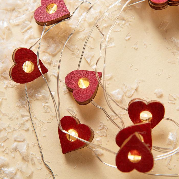 НИТЬ, 2 м, "Роса", с насад, "Сердце красное", LED-20-3V, 2*АА (не в компл), фиксинг, Т/БЕЛЫЙ