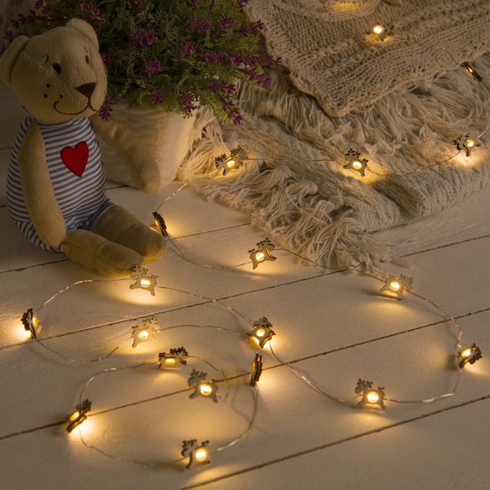 НИТЬ, 2 м, "Роса", с насад, "Олень белый", LED-20-3V, 2*АА (не в компл), фиксинг, Т/БЕЛЫЙ