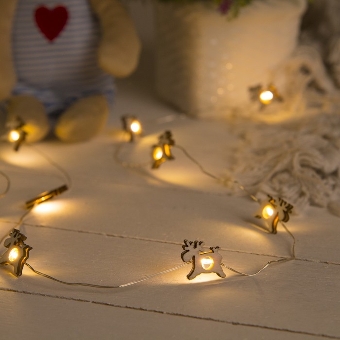 НИТЬ, 2 м, "Роса", с насад, "Олень белый", LED-20-3V, 2*АА (не в компл), фиксинг, Т/БЕЛЫЙ