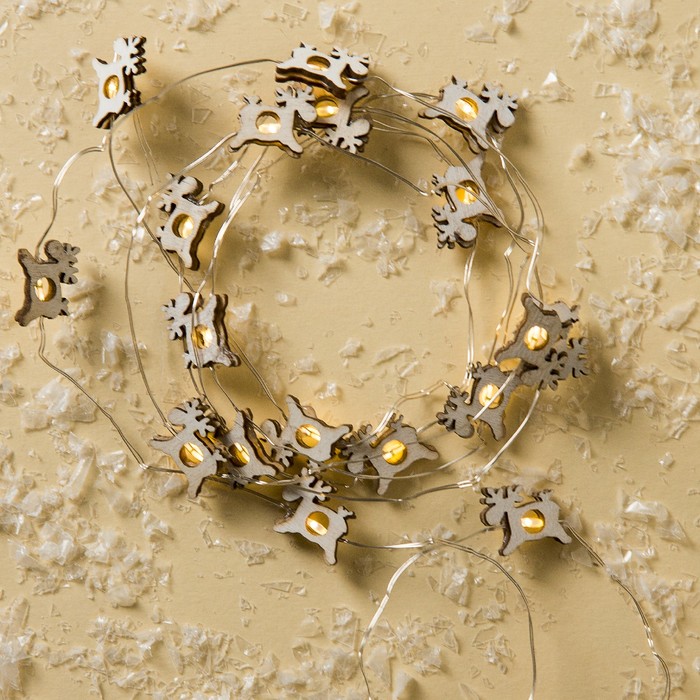 НИТЬ, 2 м, "Роса", с насад, "Олень белый", LED-20-3V, 2*АА (не в компл), фиксинг, Т/БЕЛЫЙ