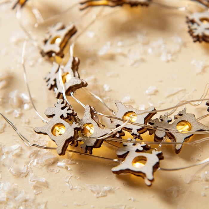 НИТЬ, 2 м, "Роса", с насад, "Олень белый", LED-20-3V, 2*АА (не в компл), фиксинг, Т/БЕЛЫЙ