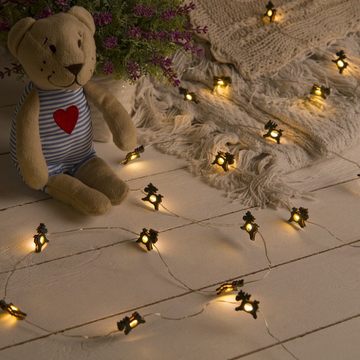 НИТЬ, 2 м, "Роса", с насад, "Олень синий", LED-20-3V, 2*АА (не в компл), фиксинг, Т/БЕЛЫЙ