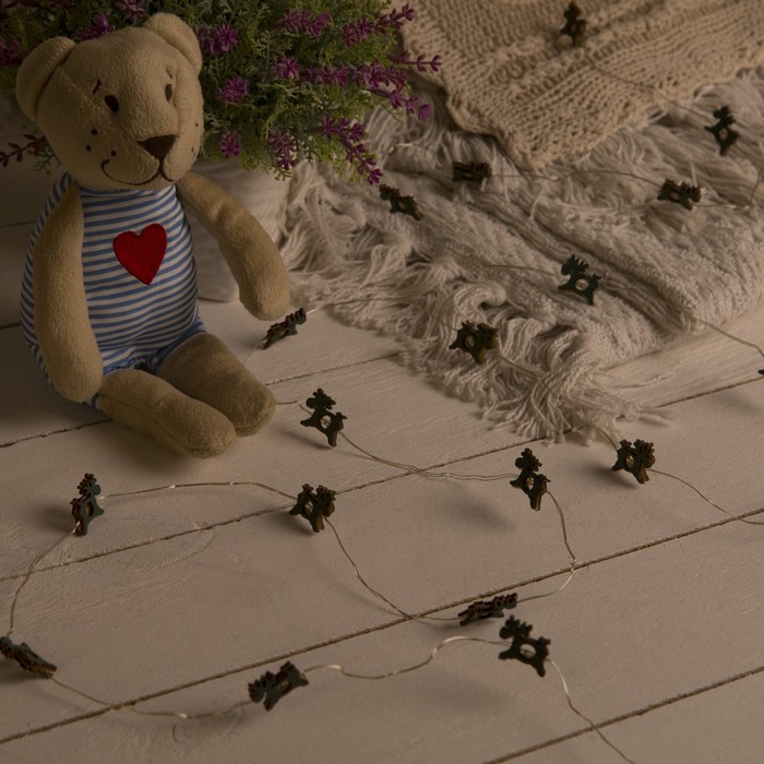 НИТЬ, 2 м, "Роса", с насад, "Олень синий", LED-20-3V, 2*АА (не в компл), фиксинг, Т/БЕЛЫЙ