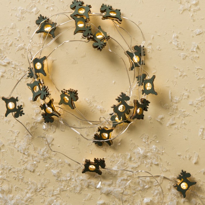 НИТЬ, 2 м, "Роса", с насад, "Олень синий", LED-20-3V, 2*АА (не в компл), фиксинг, Т/БЕЛЫЙ