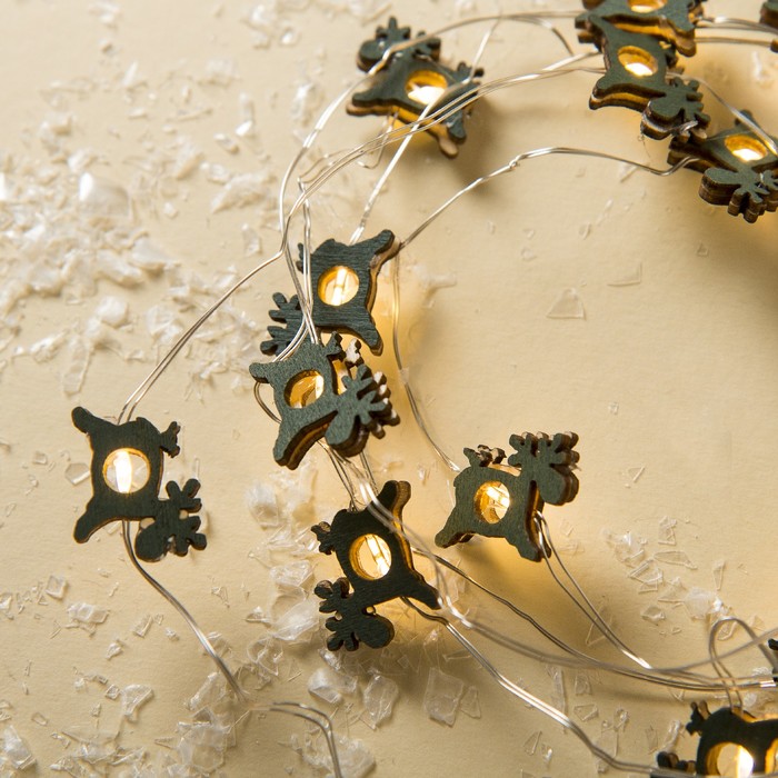 НИТЬ, 2 м, "Роса", с насад, "Олень синий", LED-20-3V, 2*АА (не в компл), фиксинг, Т/БЕЛЫЙ