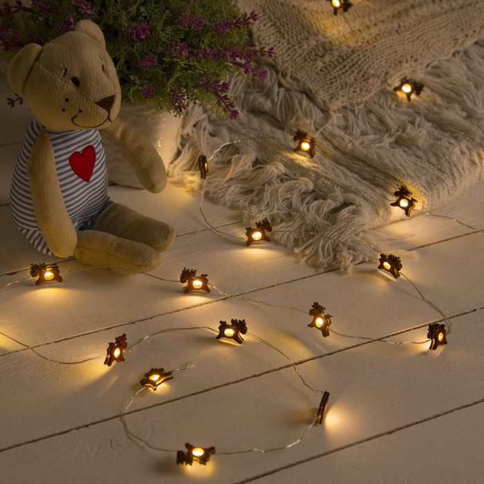 НИТЬ, 2 м, "Роса", с насад, "Олень красный", LED-20-3V, 2*АА (не в компл), фиксинг, Т/БЕЛЫЙ