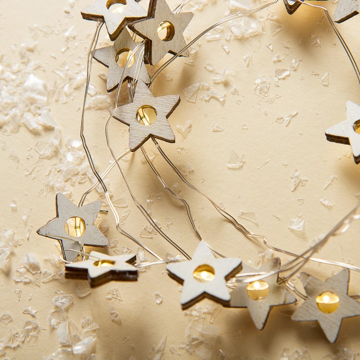 НИТЬ, 2 м, "Роса", с насад, "Звезда белая", LED-20-3V, 2*АА (не в компл), фиксинг, Т/БЕЛЫЙ