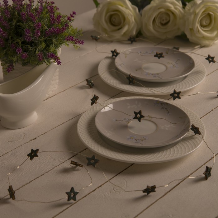 НИТЬ, 2 м, "Роса", с насад, "Звезда синяя", LED-20-3V, 2*АА (не в компл), фиксинг, Т/БЕЛЫЙ