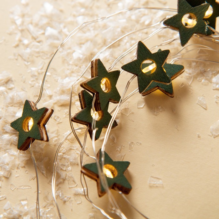 НИТЬ, 2 м, "Роса", с насад, "Звезда синяя", LED-20-3V, 2*АА (не в компл), фиксинг, Т/БЕЛЫЙ