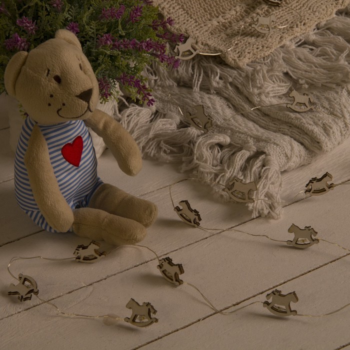 НИТЬ, 2 м, "Роса", с насад, "Лошадка белая", LED-20-3V, 2*АА (не в компл), фиксинг, Т/БЕЛЫЙ