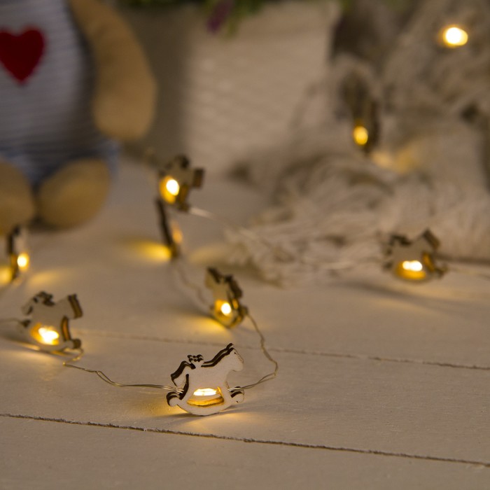 НИТЬ, 2 м, "Роса", с насад, "Лошадка белая", LED-20-3V, 2*АА (не в компл), фиксинг, Т/БЕЛЫЙ