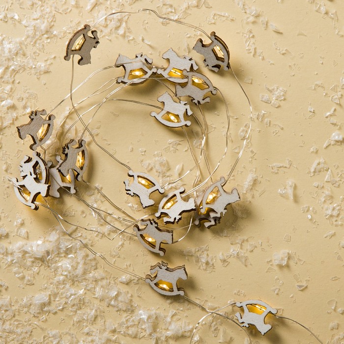 НИТЬ, 2 м, "Роса", с насад, "Лошадка белая", LED-20-3V, 2*АА (не в компл), фиксинг, Т/БЕЛЫЙ