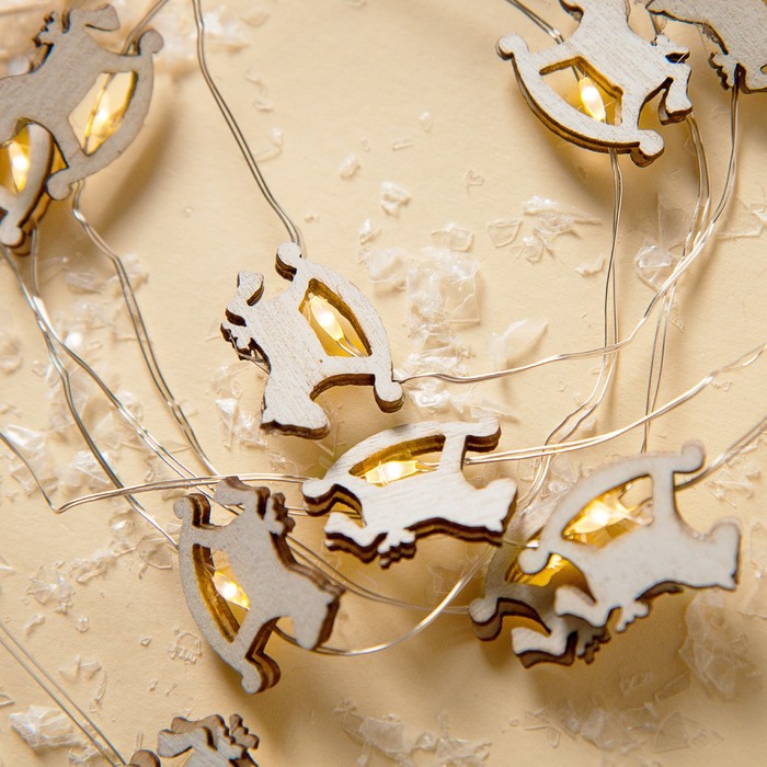 НИТЬ, 2 м, "Роса", с насад, "Лошадка белая", LED-20-3V, 2*АА (не в компл), фиксинг, Т/БЕЛЫЙ