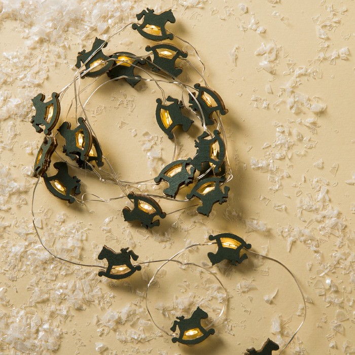 НИТЬ, 2 м, "Роса", с насад, "Лошадка синяя", LED-20-3V, 2*АА (не в компл), фиксинг, Т/БЕЛЫЙ