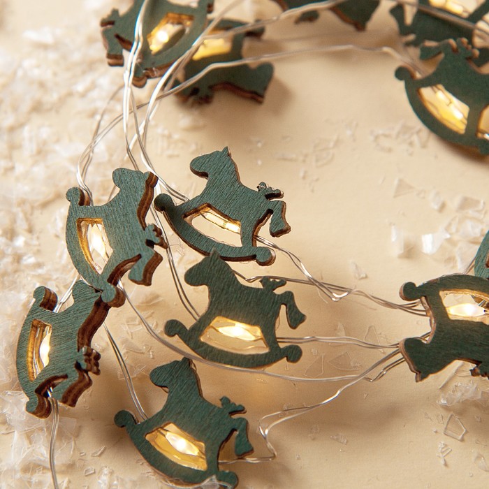 НИТЬ, 2 м, "Роса", с насад, "Лошадка синяя", LED-20-3V, 2*АА (не в компл), фиксинг, Т/БЕЛЫЙ