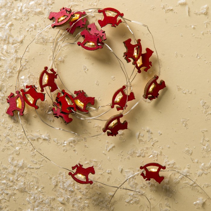 НИТЬ, 2 м, "Роса", с насад, "Лошадка красная", LED-20-3V, 2*АА(не в компл), фиксинг, Т/БЕЛЫЙ