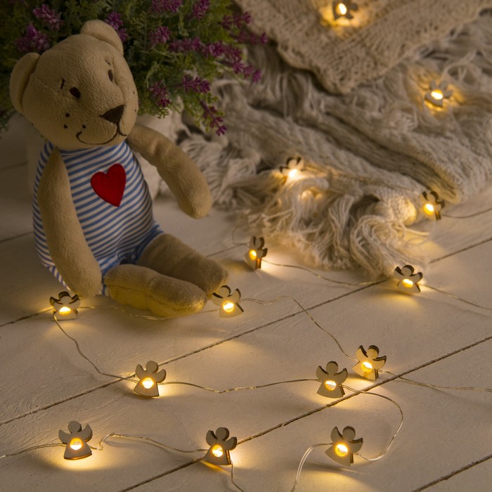 НИТЬ, 2 м, "Роса", с насад, "Ангел белый", LED-20-3V, 2*АА (не в компл), фиксинг, Т/БЕЛЫЙ