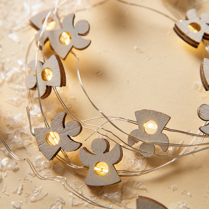 НИТЬ, 2 м, "Роса", с насад, "Ангел белый", LED-20-3V, 2*АА (не в компл), фиксинг, Т/БЕЛЫЙ